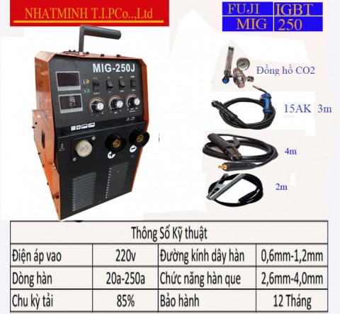 MÁY HÀN MIG 250 FUJI CẤP DÂY LIỀN, cuộn 15kg
